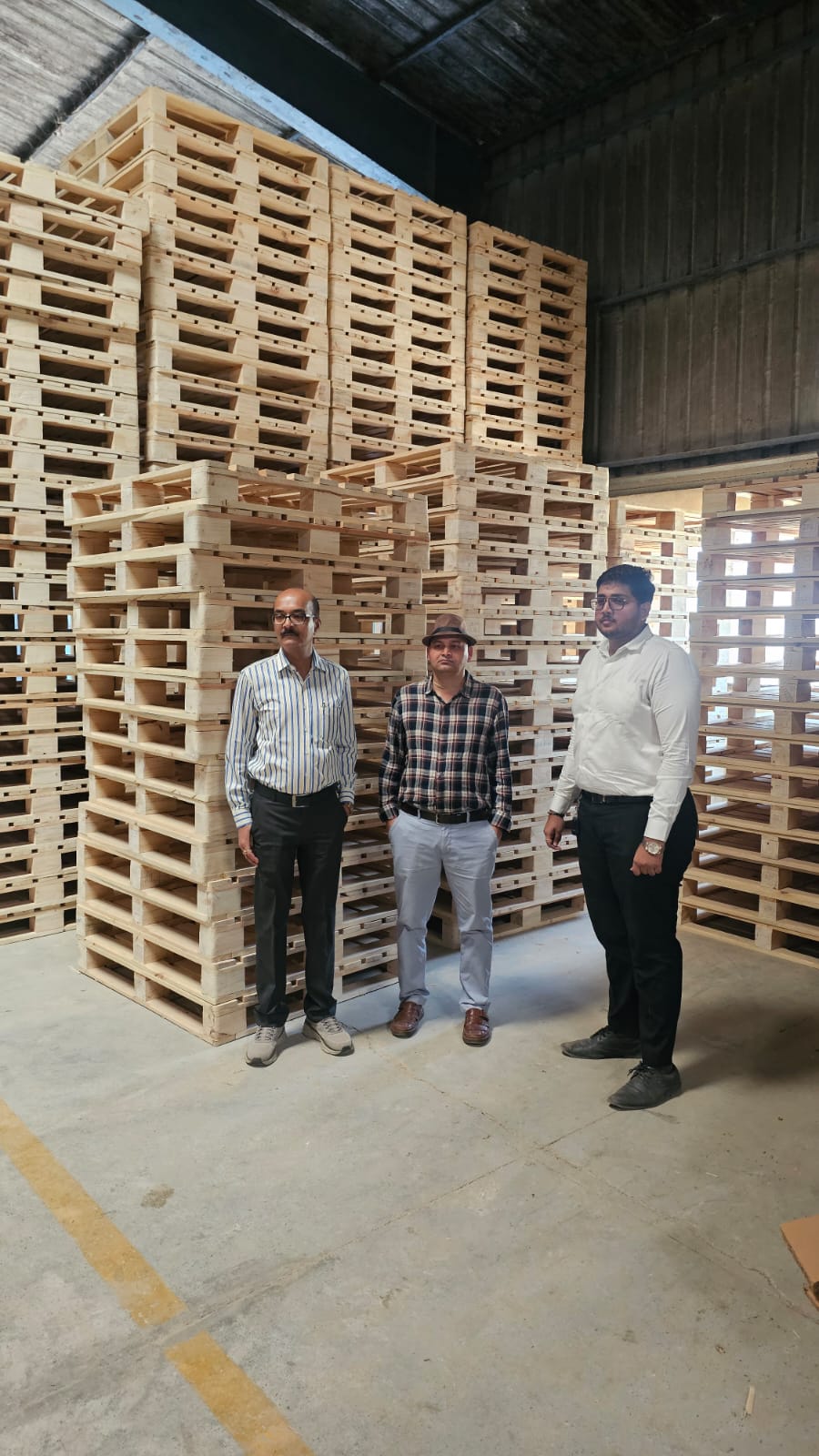 Wooden pallets in a warehouse prepared for professional fumigation treatment